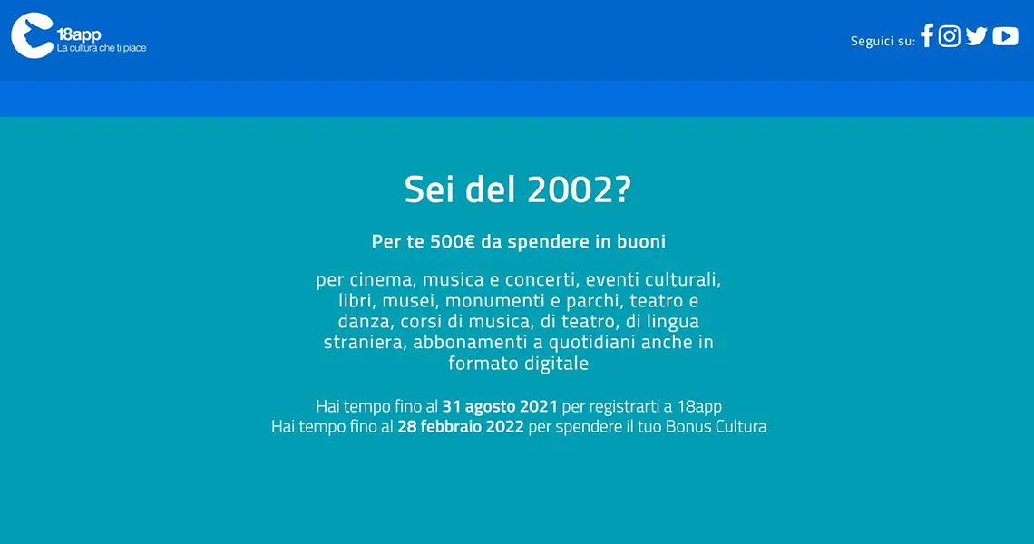 Bonus cultura per i ragazzi nati nel 2002